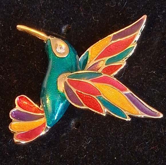 Vintage Jewelry - Vintage Colorful Hummingbird Brooch